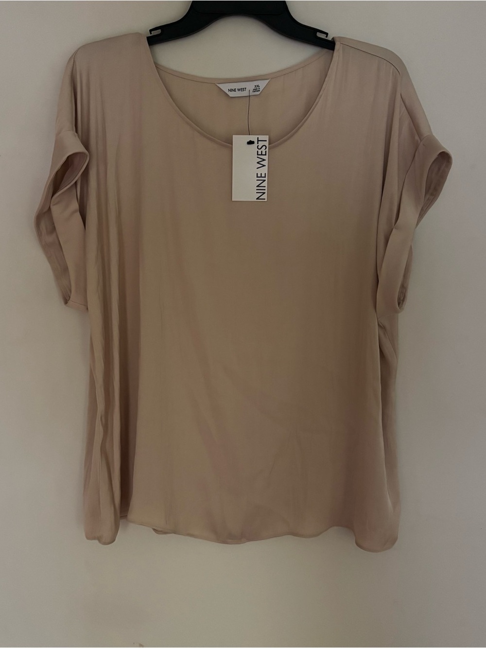 Nine West Beige Taupe Dolman Sleeve Scoop Neck Blouse XXL NWT